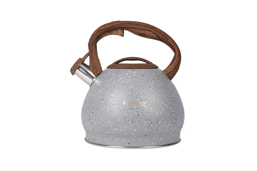 Чайник 3,4л из нерж стали со свистком (серый мрамор Grey) 2 